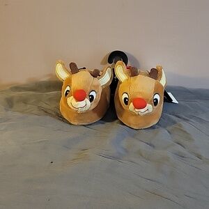 Rudolph Red Nose Reindeer Christmas Baby Slippers, Size: 2 & 4, NWT